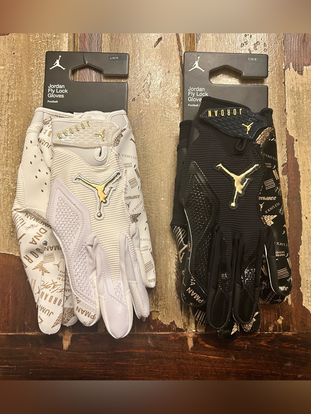 Jordan Fly Lock Gloves in White & Black with Gold Jumpman